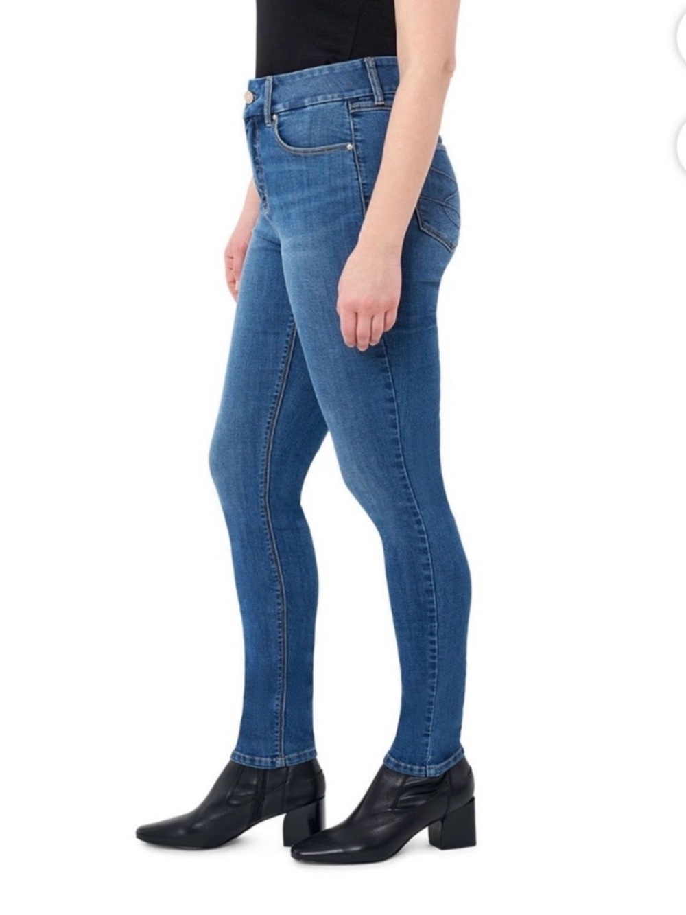 Seven7 Women's Blue High-Rise Skinny Jeans - Medium Wash - Picture 3 of 5